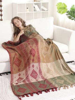 Tribal Pattern Luxury Soft Throw Blanket w/ Fringe
