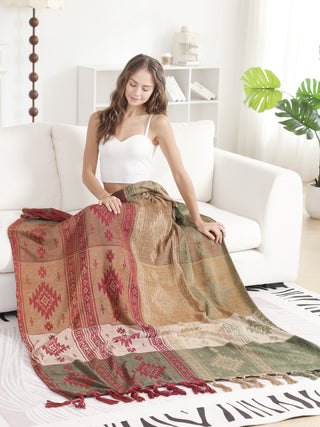 Tribal Pattern Luxury Soft Throw Blanket w/ Fringe