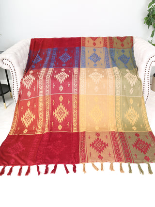 Tribal Pattern Luxury Soft Throw Blanket w/ Fringe