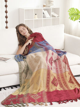 Tribal Pattern Luxury Soft Throw Blanket w/ Fringe