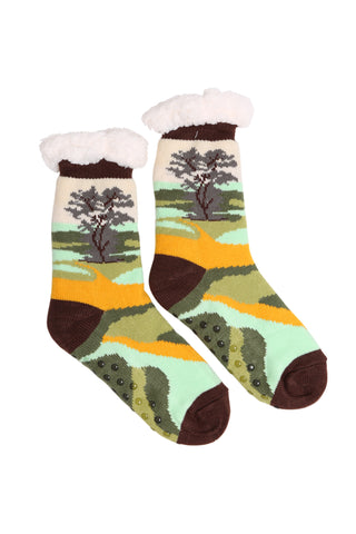 Scenic Landscape Pattern Luxury Soft Non-Slip Sherpa Socks