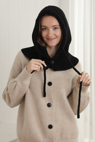 Solid Color Luxury Soft Snood W/ Buttons & Drawstring