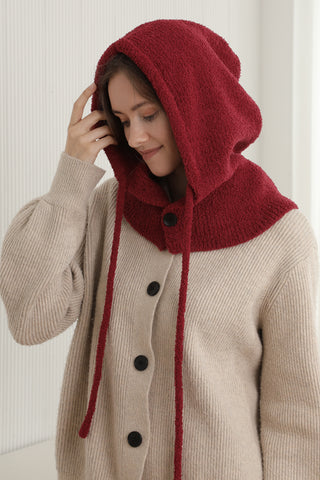 Solid Color Luxury Soft Snood W/ Buttons & Drawstring