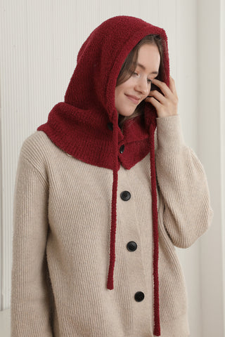Solid Color Luxury Soft Snood W/ Buttons & Drawstring