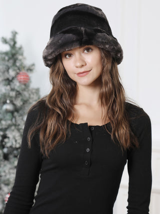Animal Pattern Faux Fur Bucket Hat