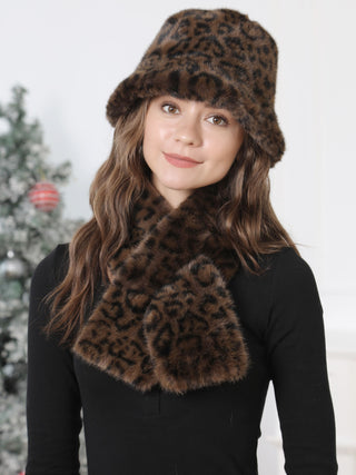 Animal Pattern Faux Fur Bucket Hat
