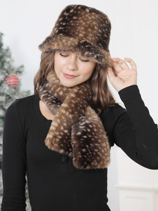 Animal Pattern Faux Fur Bucket Hat