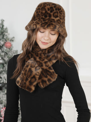 Animal Pattern Faux Fur Bucket Hat