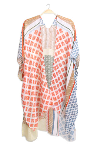 Mixed Patchwork Pattern Long Kimono