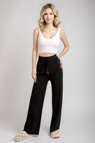 Solid Color Lounge Pants W/ Drawstring & Pockets