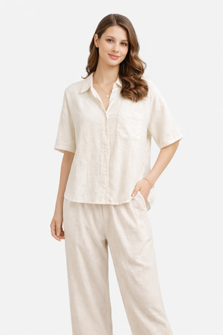 Solid Color & Striped Pattern Shirt