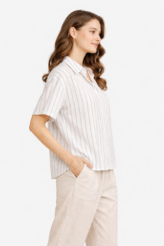 Solid Color & Striped Pattern Shirt
