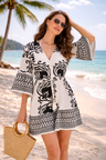 Boho Tribal Pattern Dress W/ Tasseled String