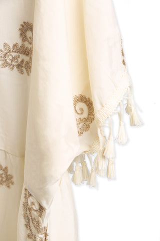 Paisley Pattern Embroidered Cover-Up Dress W/ Tassels