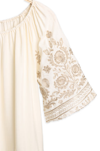Floral Pattern Embroidered Cover-Up Dress