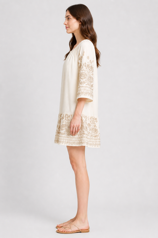 Floral Pattern Embroidered Cover-Up Dress