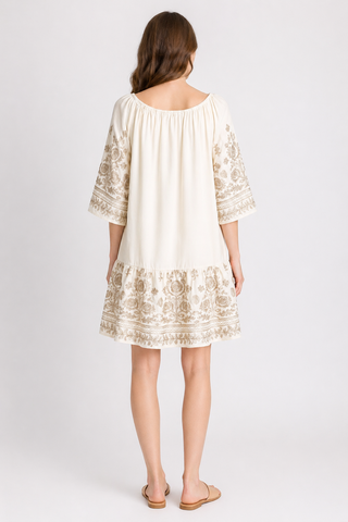 Floral Pattern Embroidered Cover-Up Dress