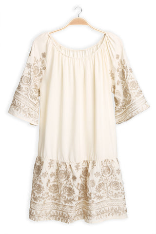 Floral Pattern Embroidered Cover-Up Dress