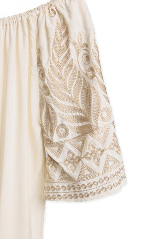 Leaves Pattern Embroidered Cover-Up Dress