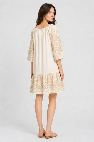 Leaves Pattern Embroidered Cover-Up Dress
