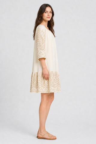 Leaves Pattern Embroidered Cover-Up Dress