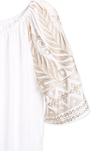 Leaves Pattern Embroidered Cover-Up Dress