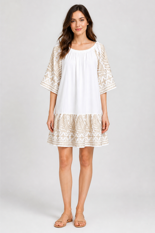 Leaves Pattern Embroidered Cover-Up Dress