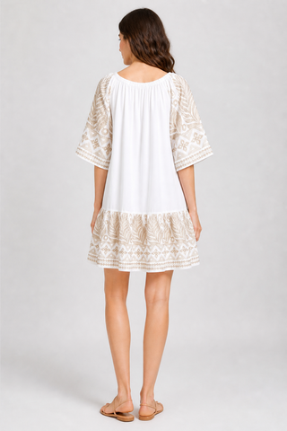 Leaves Pattern Embroidered Cover-Up Dress