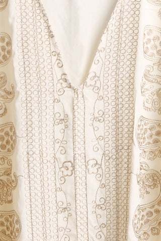 Paisley & Floral Pattern Embroidered Poncho W/ Tassels
