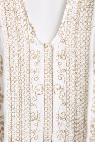 Paisley & Floral Pattern Embroidered Poncho W/ Tassels