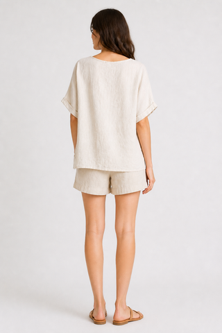 Linen Boho Pattern Embroidered Shirt