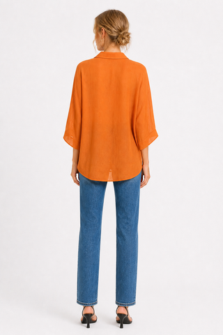 Solid Collar Oversized Long Sleeve Shirt