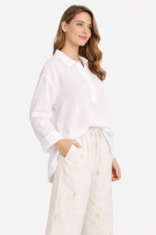 Solid Collar Oversized Long Sleeve Shirt