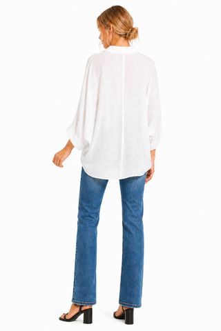 Solid Collar Oversized Long Sleeve Shirt