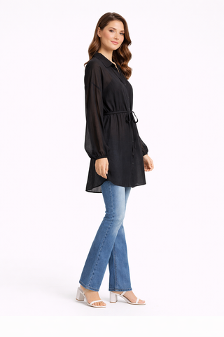 Solid Collar Oversized Long Sleeve Shirt