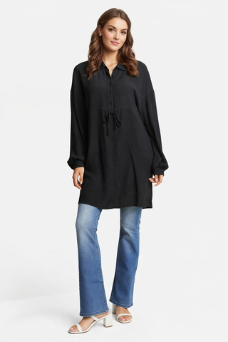 Solid Collar Oversized Long Sleeve Shirt