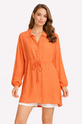 Solid Collar Oversized Long Sleeve Shirt