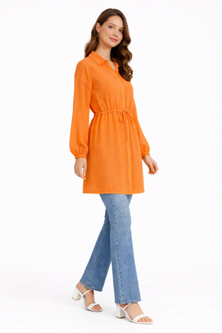 Solid Collar Oversized Long Sleeve Shirt