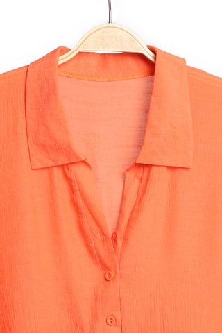 Solid Collar Oversized Long Sleeve Shirt