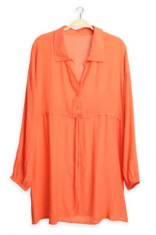 Solid Collar Oversized Long Sleeve Shirt
