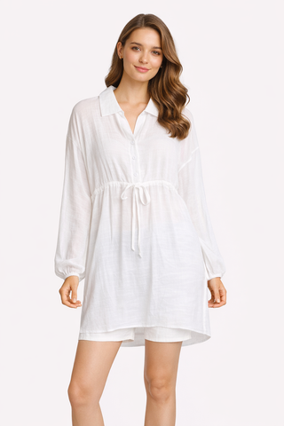 Solid Collar Oversized Long Sleeve Shirt