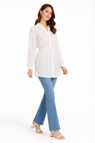 Solid Collar Oversized Long Sleeve Shirt