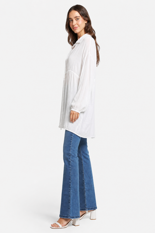 Solid Collar Oversized Long Sleeve Shirt
