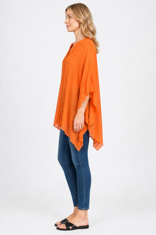 Solid Collar Oversized Flared Sleeve Shirt