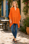 Solid Collar Oversized Flared Sleeve Shirt