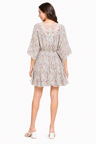 Floral Pattern Cover-Up Dress W/ Crocheted Detailing