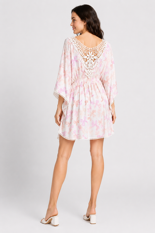 Ribbons Pattern Cover-Up Dress W/ Crocheted Detailing