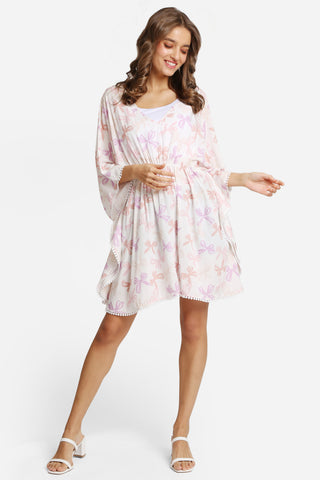 Ribbons Pattern Cover-Up Dress W/ Crocheted Detailing