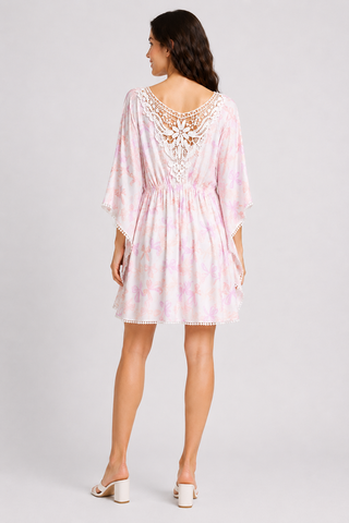 Ribbons Pattern Cover-Up Dress W/ Crocheted Detailing