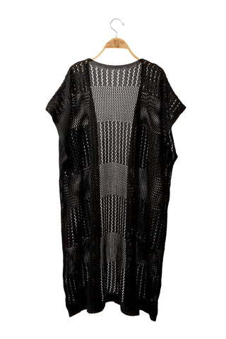 Solid Color Long Crocheted Cover-Up